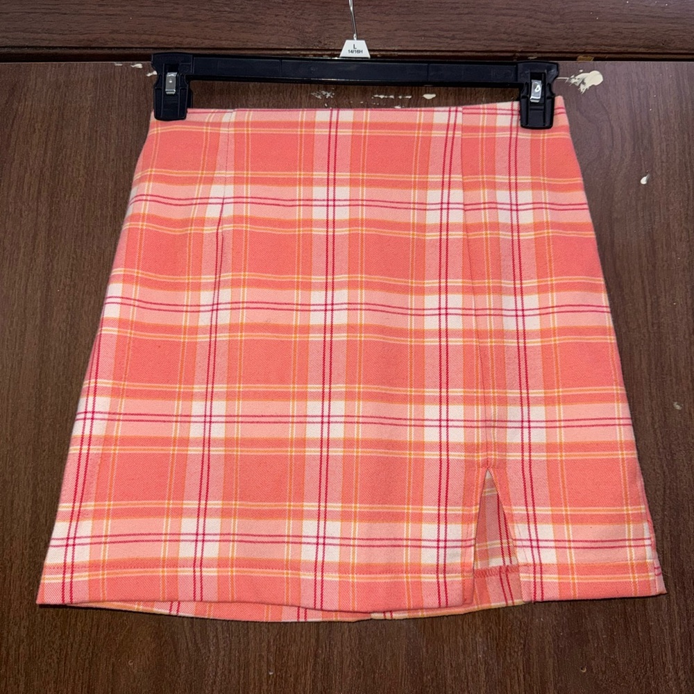 Wild Fable Coral Plaid A-Line Skirt Size 6 (Pre-Owned)